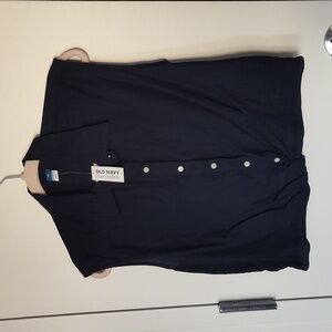Old Navy Navy Blue - Black Sleeveless Button-Down Shirt